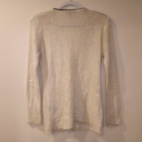 DONATING 6/30/22 Sioni xs  creme sequin and metallic cardigan - Picture 4 of 7